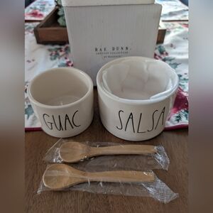 NIB Rae Dunn Artisan Magenta Collection Guacamole and Salsa Serving Bowl Set